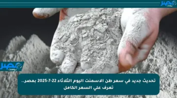 تحديث جديد في سعر طن الأسمنت اليوم الثلاثاء 22-7-2025 بمصر.. تعرف على السعر الكامل